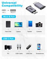 Adaptateur USB C vers Micro B 10 Gbps, adaptateur convertisseur USB 3.2 pour câble de disque dur, disque dur externe SSD, tablette, téléphone, ordinateur portable