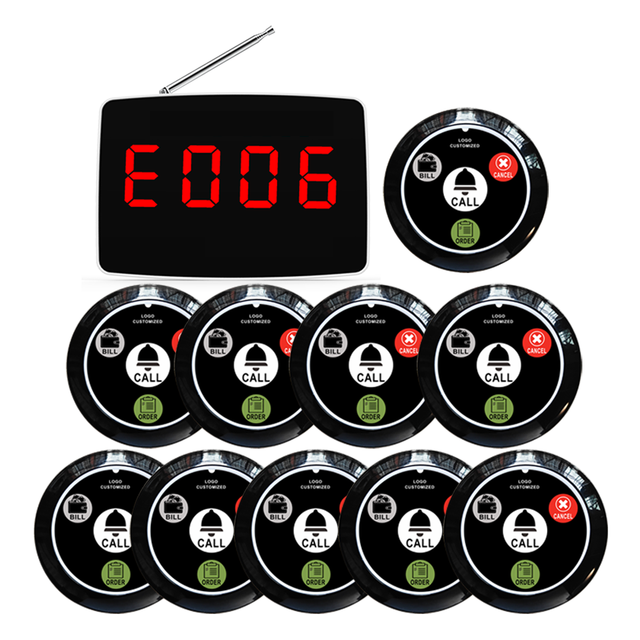 Artom Waiter Call Button 10 Pieces with One Monitor Display for Restaurant Table Service Calling System