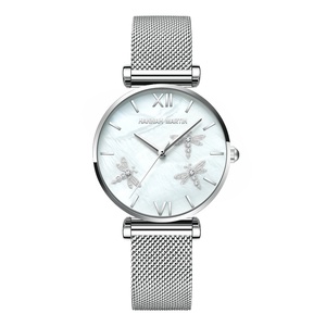Nuevo Reloj de Pulsera de Moda para Mujer con Diseño en Relieve 3D de Libélula, Acero Inoxidable, Esfera de Nácar, Reloj de Cuarzo - Product Image 4