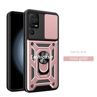 Funda Protectora Multifuncional de Lujo Lichicase, TPU y PC 2 en 1, con Soporte para TCL 40 XE 5G, Ventana Deslizante, Anti-Caídas