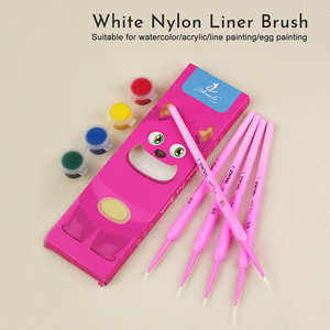Set di 5 <span class=keywords><strong>Pennelli</strong></span> Professionali Anti-Sfaldamento con Manico Rosa e Setole in Nylon Bianco a Punta Fine <span class=keywords><strong>per</strong></span> Dettagli, <span class=keywords><strong>Acquerello</strong></span> e Pittura a Uovo - Product Image 2