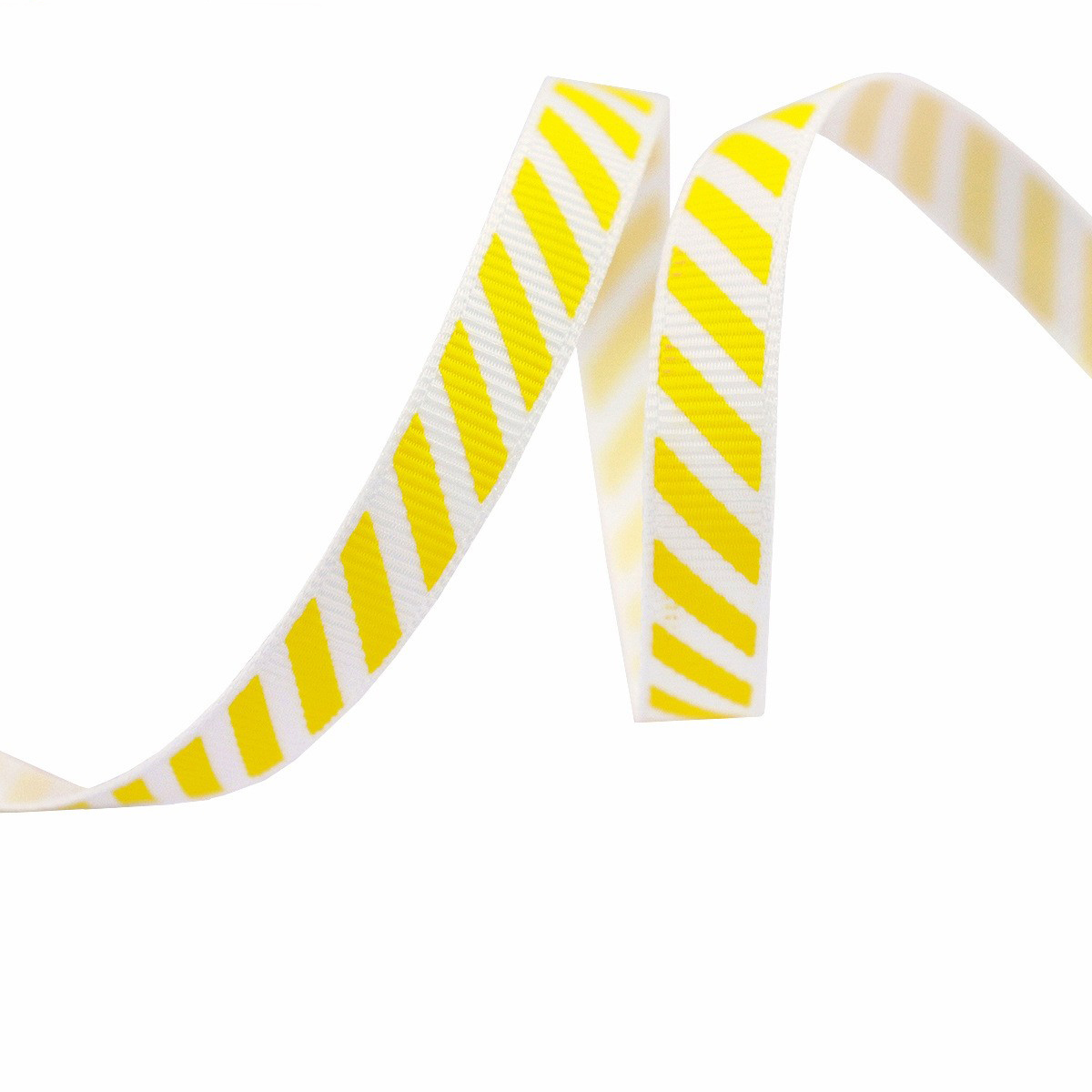 White & Yellow-Diagonal Stripe-1cm*10yds