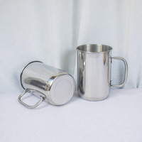 Chope à bière jetable en acier inoxydable à paroi simple, 1000 ml/1 litre, gobelets en métal pour boire à l'extérieur