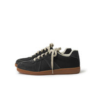 Sneakers unisexes rétro en cuir véritable, confortables, à lacets, semelle plate, classiques, populaires, style allemand, décontractées