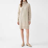 Robe pull en cachemire pour femme, col roulé, manches longues, coupe droite, style oversize