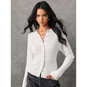 Cárdigan de Punto para Mujer, Manga Larga, Color Negro, Casual de Invierno, con Botones de Perla - Product Image 5
