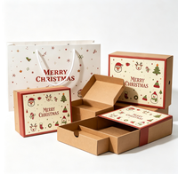 Boîte cadeau de Noël, design sur le thème du Père Noël, découpe à la presse, impression quadricolore, papier cartonné spécial, comprend une écharpe, boîte thermique