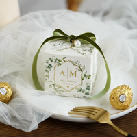 Boîte à dragées de mariage de luxe personnalisée avec ruban, boîte cadeau personnalisée pour les invités de mariage