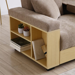 أريكة يابانية من الألياف الدقيقة على شكل حرف L أريكة زاوية قابلة للتحويل سرير كامات مع حاوية تخزين لشقة غرفة المعيشة - Product Image 2