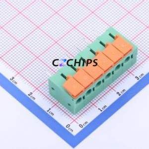 JL142V-50806GA1 Spring Terminal Block Through hole Component (THT),P=5.08mm Connector 1x6P 5.08mm Green Through Hole - Product Image 1