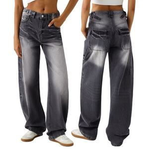 Jeans Casuales para Mujer en Oferta, Personalización OEM, Jeans Nuevos de Cintura Baja, Jeans Holgados para Mujer, Lavado Camuflado, Pierna Ancha, a la Moda - Product Image 3