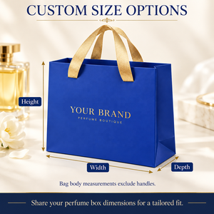 Sac cadeau en papier pour parfum imprimé sur mesure avec logo, poignées en ruban, emballage de luxe pour boutique de parfums, vente en gros - Product Image 1
