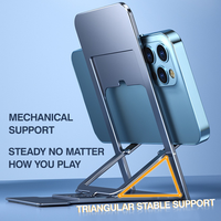 Accessoire de bureau de voyage OEM en métal portable Support de téléphone multi-angle réglable en hauteur pliable pour supports de téléphone portable de bureau