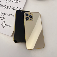 Étui de protection pour iPhone 16Pro 12 14 15 78 Plus avec miroir de maquillage doré argenté brillant de luxe, placage, protection de l'appareil photo, coque souple antichoc