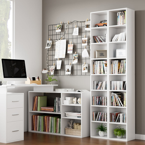 Dark Oak Tall Media CD Storage Cube Organizer 8-Tier Book <strong>Shelf</strong> <strong>Thin</strong> Narrow Wood Bookcase with Adjustable <strong>Shelves</strong> - Product Image 5