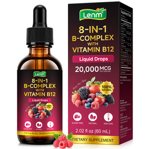 Compléments alimentaires liquides oraux Lenm à la saveur de baies, sans sucre, végétaliens, 20000 mcg de complexe de vitamine <span class=keywords><strong>B</strong></span>, avec vitamine B12, B2, <span class=keywords><strong>B6</strong></span> - Product Image 1