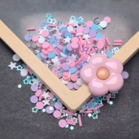 Étoiles en argile polymère multicolores (violet, rose, bleu, blanc) et paillettes en forme de cubes de glace transparents pour la décoration de globes de neige et de slime