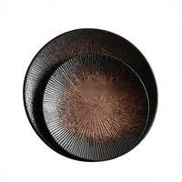 Assiette plate ronde en céramique de style japonais minimaliste, compatible micro-ondes, pour la maison, l'hôtel, les restaurants occidentaux, pour servir des steaks/pâtes au dîner