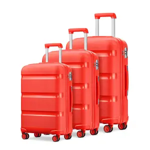 Nouveau design de bagages à main personnalisés 20 "24" 28 "3pcs Sets Valise PP rigide à roulettes Ensemble de valises de voyage pour les entreprises