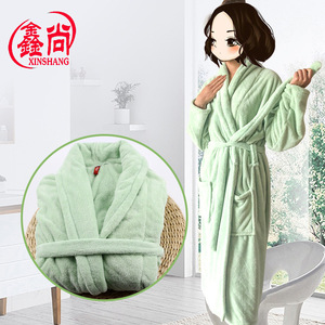 Peignoir en polaire corail pour adulte, unisexe, épais, absorbant, anti-peluchage, vêtement d'intérieur automne-hiver avec poches et ceinture - Product Image 3