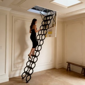 Escalier de <span class=keywords><strong>grenier</strong></span> télescopique électrique automatique au design moderne en alliage d'aluminium pour usage domestique, à montage sur toit - Product Image 2