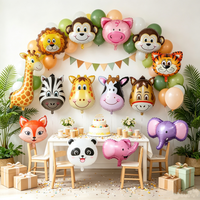 Ballons en aluminium en forme de tête d'animal de dessin animé, ballons en mylar sur le thème des animaux de la jungle pour les anniversaires d'enfants, les baby showers, les décorations de fête safari, certifiés BSCI
