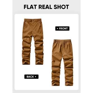 2025 <b>Men's</b> Casual Chino Pants 100% Cotton Tapered <b>Trousers</b> with Pockets & Zipper Decorations Customizable Logo - Product Image 3
