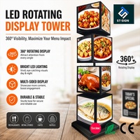 Boîte à lumière rotative à 4 couches et 4 faces Shuntai, panneau publicitaire dynamique, menu LED en acrylique pour les magasins de fruits et les restaurants