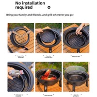 Barbecue portable au charbon de bois, modèle CW-015, style minimaliste moderne, avec table de service intégrée pour la préparation du thé, idéal pour les fêtes à domicile
