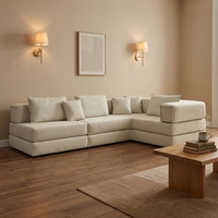 Ensemble de canapé-lit rectangulaire élégant en tissu microfibre, modulaire et convertible, pour salon, avec rembourrage en éponge, design moderne