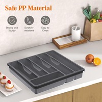 Boîte de rangement pour couverts en PP avec couvercle, organiseur de tiroir de cuisine anti-poussière à 6 compartiments