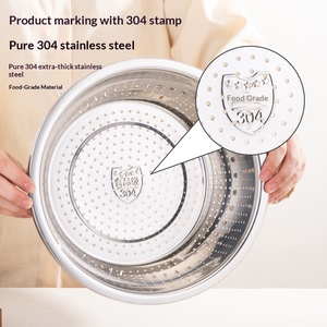 Le Chef He Carp 304 נירוסטה מעובה למטבח, סל ניקוז ומסננת לשטיפת אורז/ירקות - Product Image 2