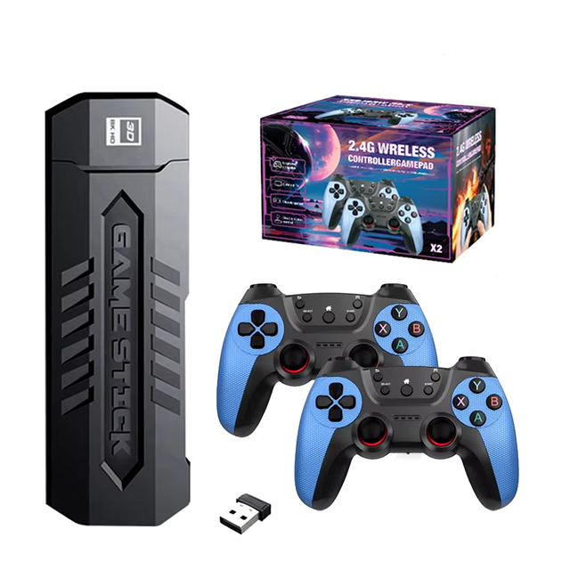 Newest X2 Blue Gamepad Game Stick 4K Retro Gaming Consoles TV Video Game Consoles Classic 64GB 30000 Games for Psp/Ps1