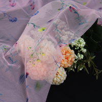 Tissu imprimé floral 100 % polyester écologique et organique, léger et transparent, idéal pour les robes de filles, les mariages et les rideaux.