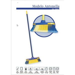 Testa di Scopa 350x85x125mm con Setole in Nylon Giallo e Blu, Manico in Plastica Resistente per Pulizia Pavimenti - Product Image 2