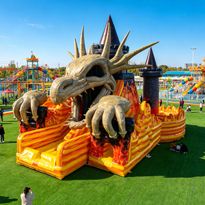 Castillo Inflable Comercial Personalizado de PVC de la Fábrica WINSUN con Pista de Obstáculos de Dinosaurios, Pared de Escalada y Tobogán - Product Image 1