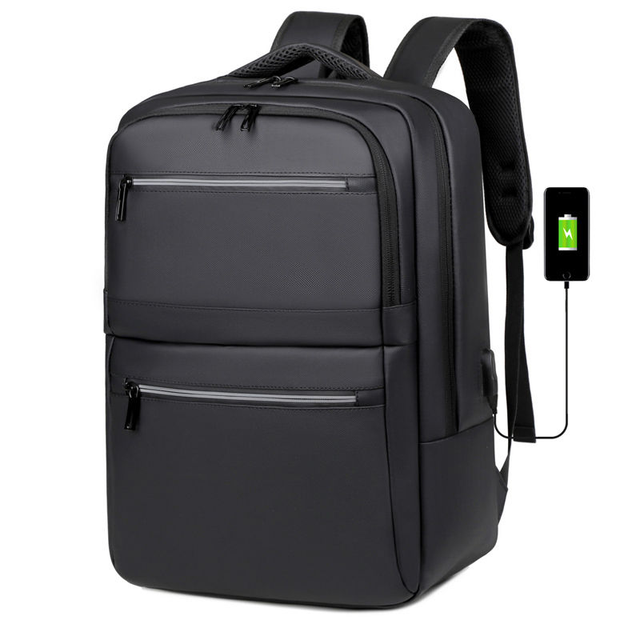 USB Charging Port Waterproof Anti-Theft Polyester 20-35L Travel Laptop Backpack Durable Black Zipper Student School Bags