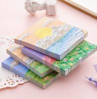 Bloc de Notas Adhesivas con Diseño de Pintura al Óleo de Paisaje de la Serie High Beauty Day, Prácticas y Creativas para Estudiantes