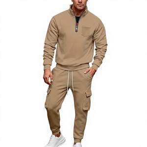 Conjunto de Sudadera con Cuello Alto y Cierre de Cremallera para Hombre, Pantalones Deportivos, Color Sólido, Chándal Informal para Otoño, Tejido FRENCH TERRY - Product Image 4