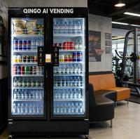 Distributeur automatique robuste Qingo pour gares ferroviaires, 2 portes, refroidisseur, écran tactile, SDK, garantie de 3 ans, options de paiement multiples