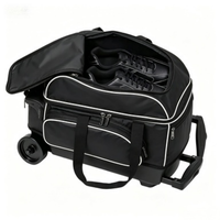 Sac de sport à roulettes en nylon grande capacité 50-70L avec poignée rétractable confortable et compartiment séparé pour chaussures, idéal pour le transport de balles de bowling