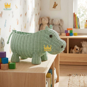 Handwoven Rattan Hippo <b>Basket</b> Cute Green Hippopotamus <b>Storage</b> Organizer For Kids <b>Toy</b> Organizing Cheap Price - Product Image 5