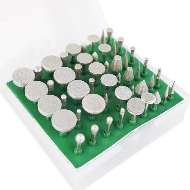 Diamond Burr Set 50pcs Diamond Coated Drill Bit Grinding Burrs for Jewelry Rotary Tool