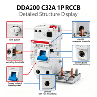 Dispositif de protection contre les courants résiduels ABB DDA203 RCD 3P 63A 30mA, disjoncteur différentiel électromagnétique, IEC 61008 CE, directement de l'usine
