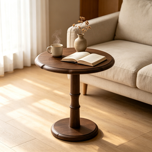 Mesa de Centro Redonda de Madera, Diseño Minimalista, Hecha a Mano, Muebles Modernos para Sala de Estar - Product Image 1