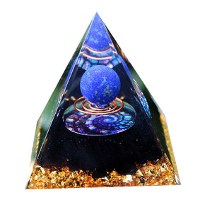 Pyramide en résine époxy Kogiya, boule de lapis-lazuli, décoration de maison, ornement de bureau, collection, cadeau - Product Image 5