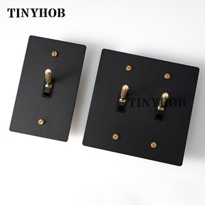 แผงทองเหลืองสีดำทอง  สวิตช์แบบอเมริกัน 3 ทาง 15A  แบบ Knurled Toggle  สำหรับโรงแรมและบ้าน  พร้อมเต้ารับ GFCI  <span class=keywords><strong>USB</strong></span>  110V  ไฟ LED ปรับความสว่างได้ - Product Image 2