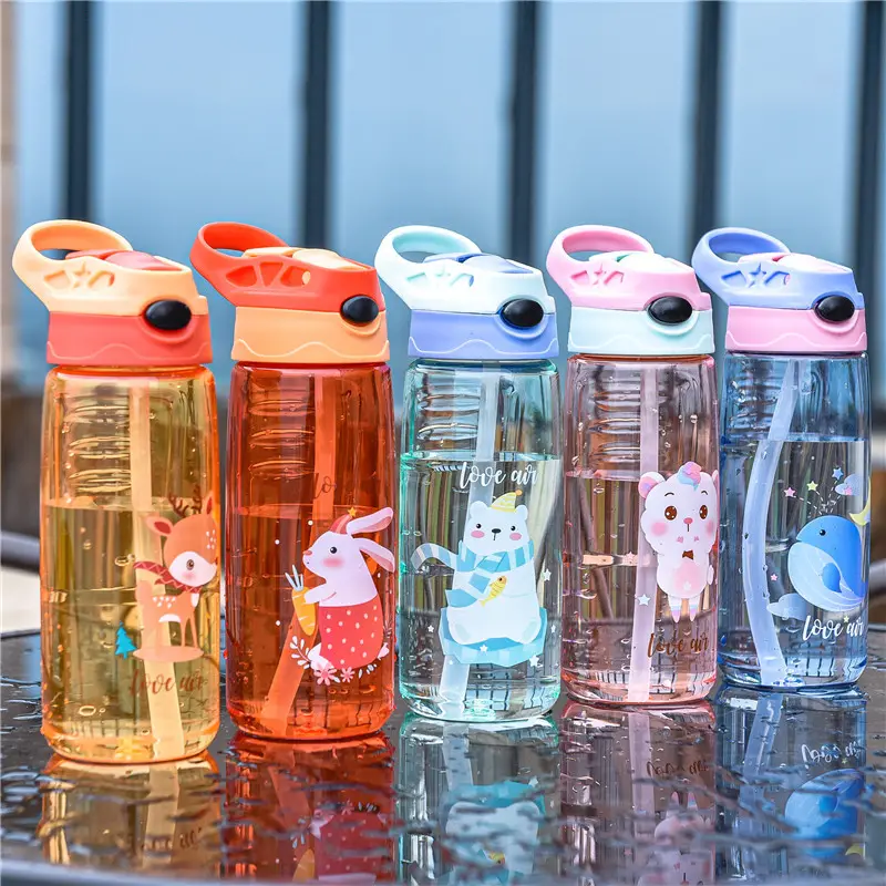 カスタムロゴかわいい印刷子供プラスチックを飲む子供は水ボトルBPA無料を飲みます