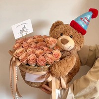 Cadeau avancé pour filles copines ours poupée Bouquet immortel fleur seau pour affichage mural pour Tanabata saint valentin