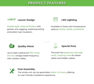 Pergola en aluminium, toit à lamelles modulaires, gazebo, pavillon, auvent rétractable imperméable pour patio, terrasse, jardin, OEMODM - Product Image 6